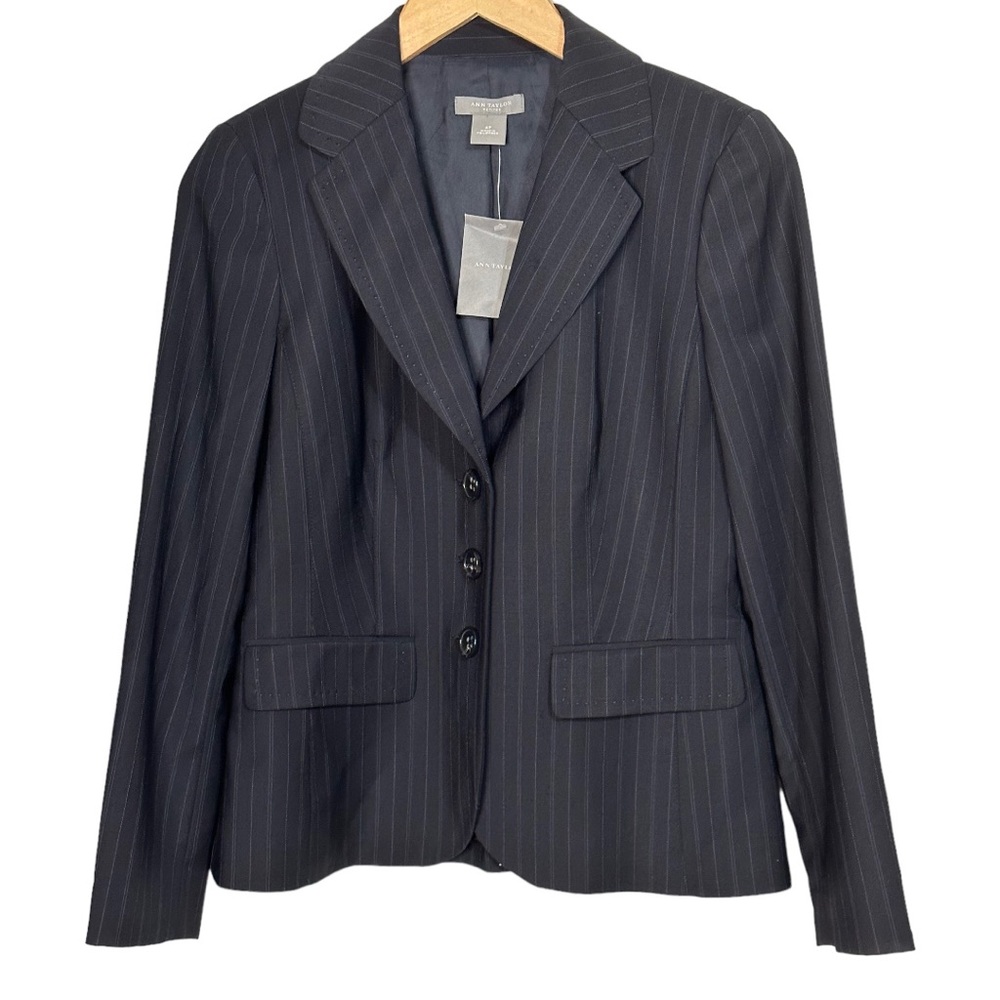 NWT Ann Taylor Dark Navy Pinstripe Blazer